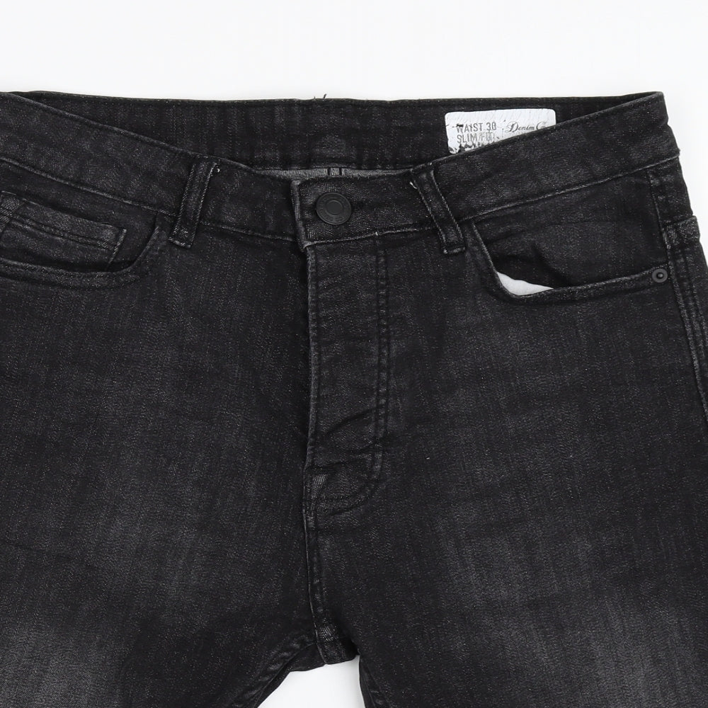 Primark Mens Black  Denim Bermuda Shorts Size 30 in