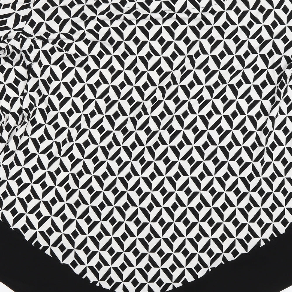 TU Womens Black Geometric  Basic Blouse Size 12