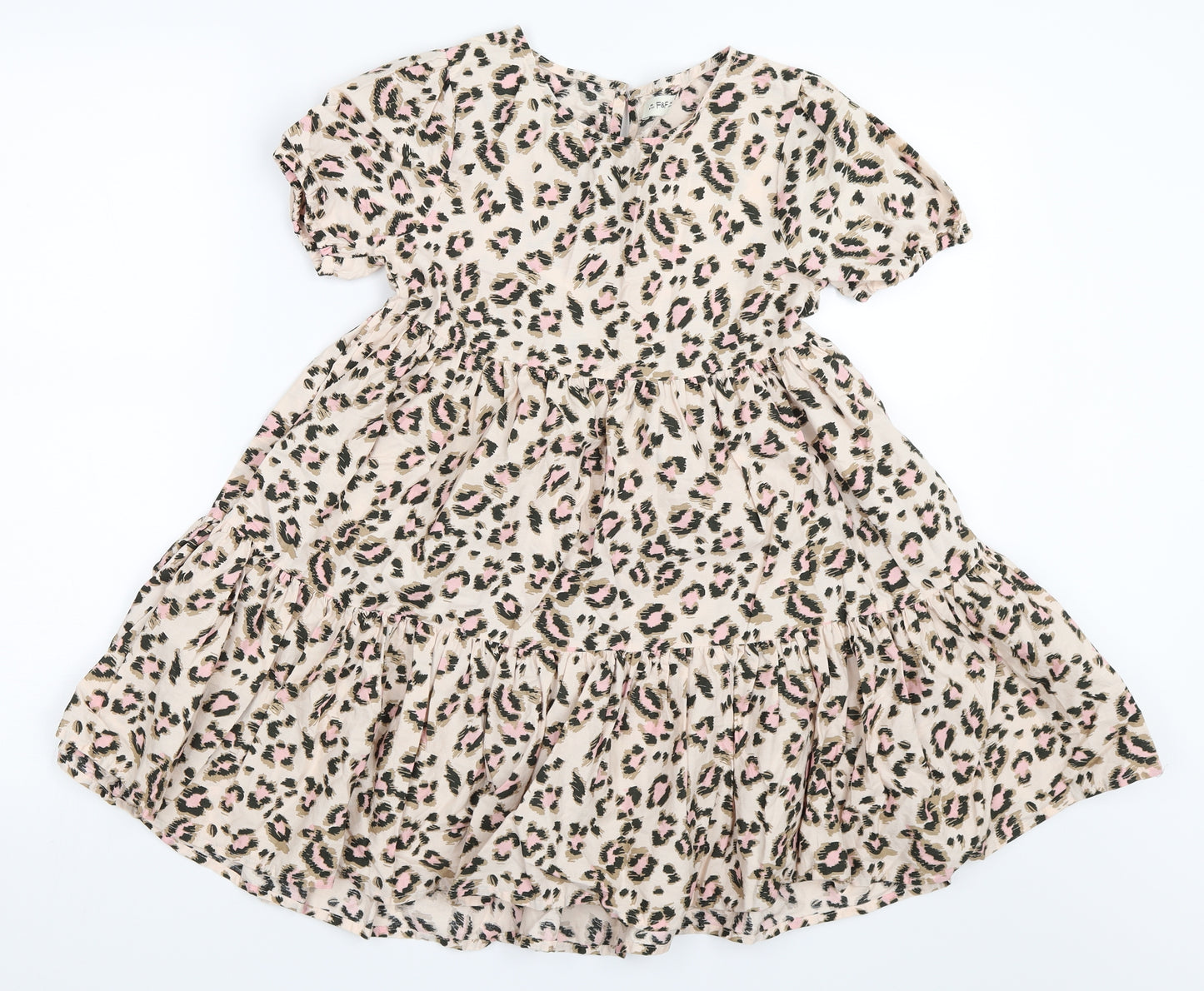 F&F Girls Beige Animal Print  Trapeze & Swing  Size 8-9 Years