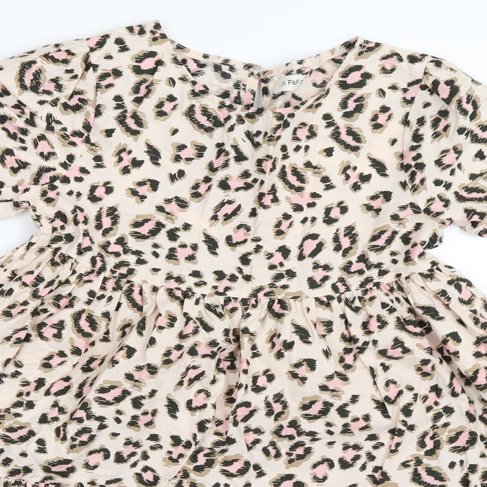 F&F Girls Beige Animal Print  Trapeze & Swing  Size 8-9 Years