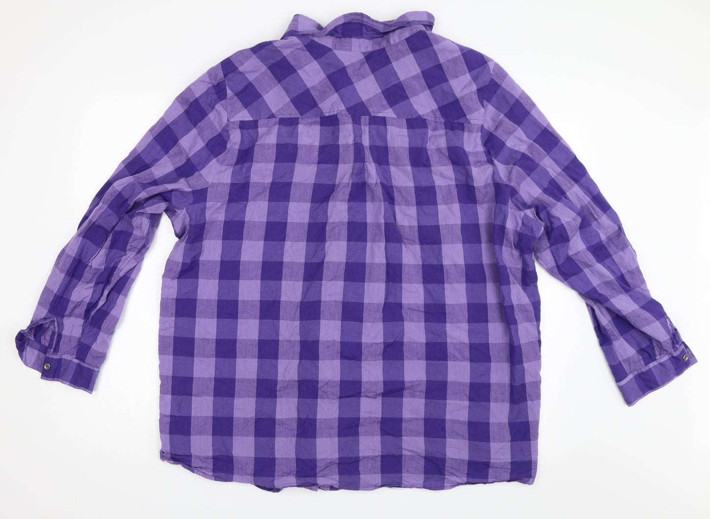 Yours Womens Purple Check  Basic Blouse Size 32