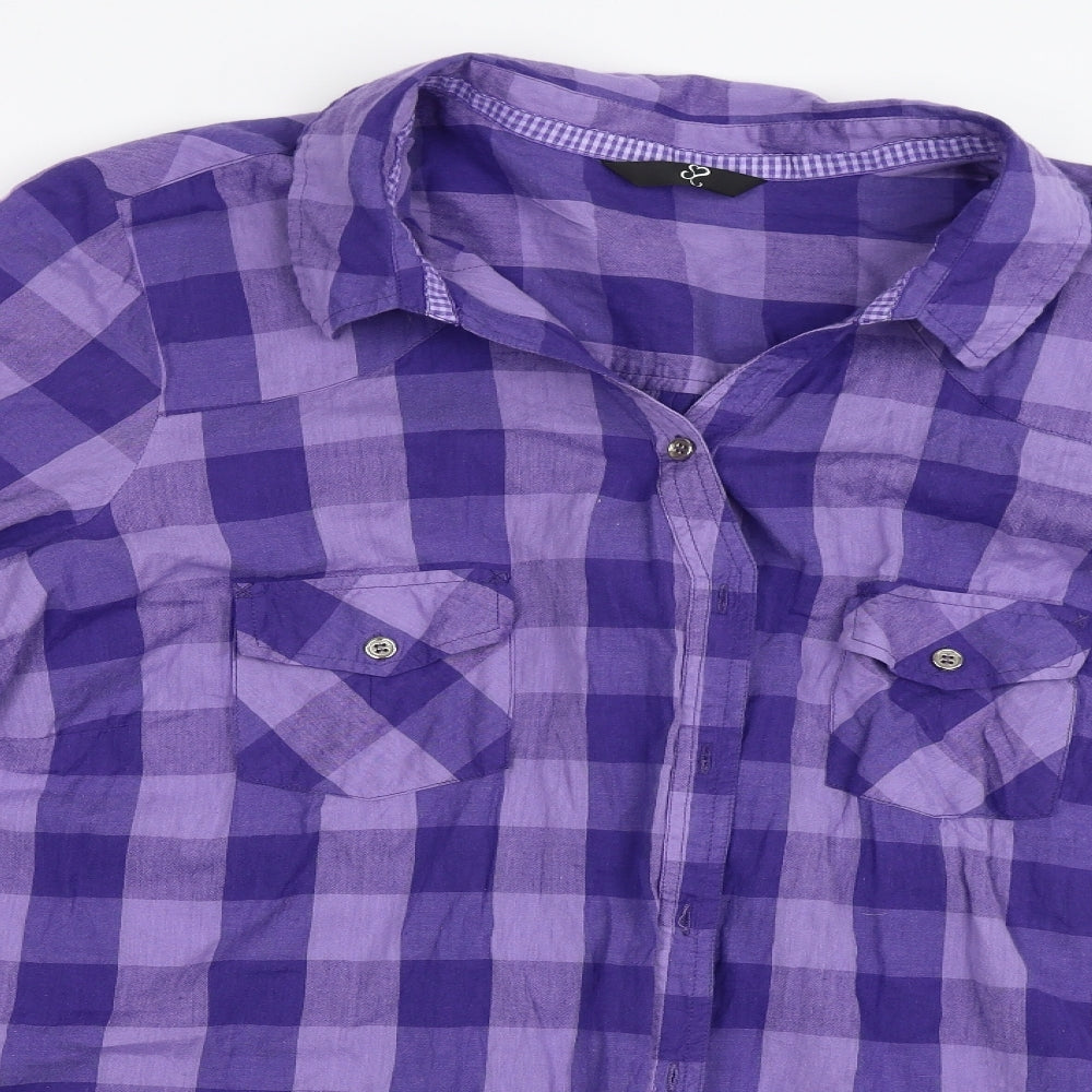 Yours Womens Purple Check  Basic Blouse Size 32