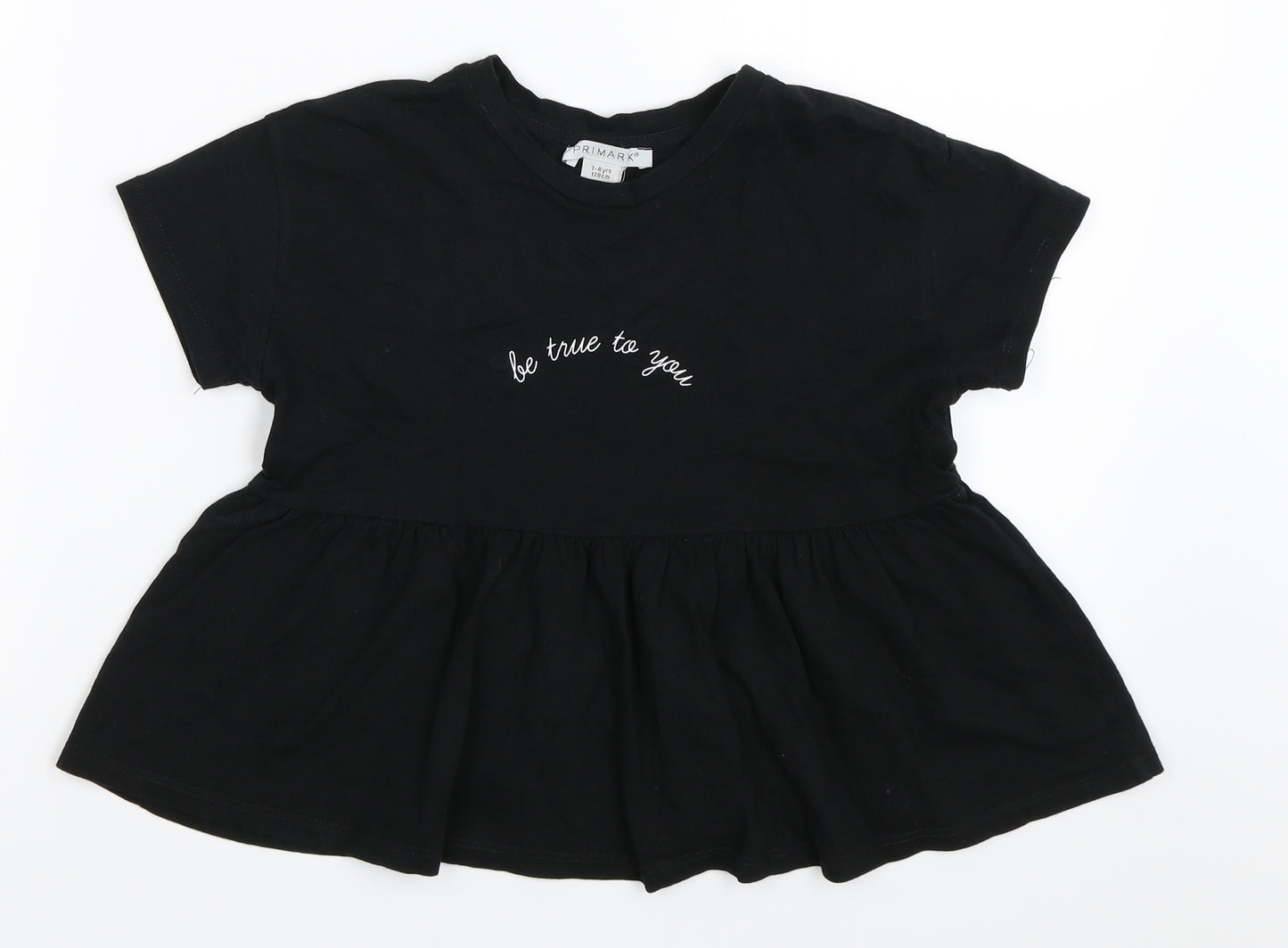 Primark Girls Black   Basic T-Shirt Size 7-8 Years