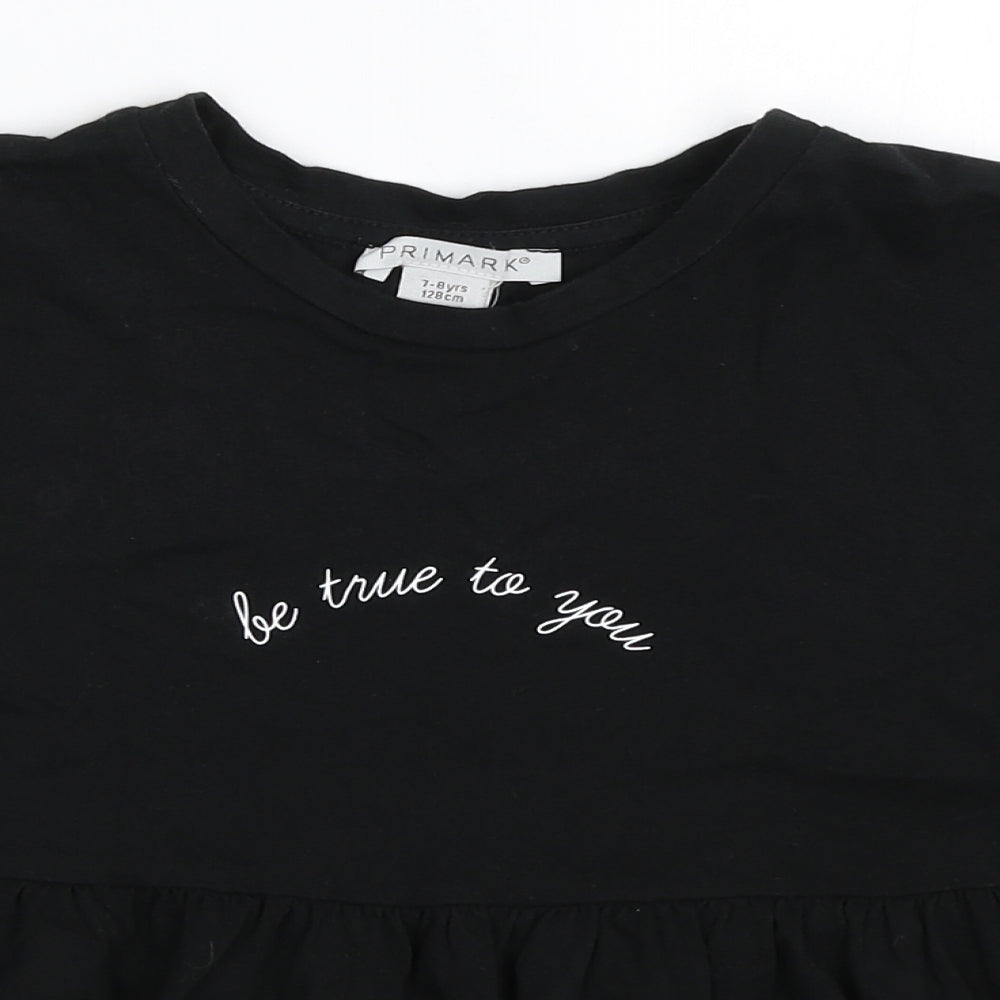 Primark Girls Black   Basic T-Shirt Size 7-8 Years