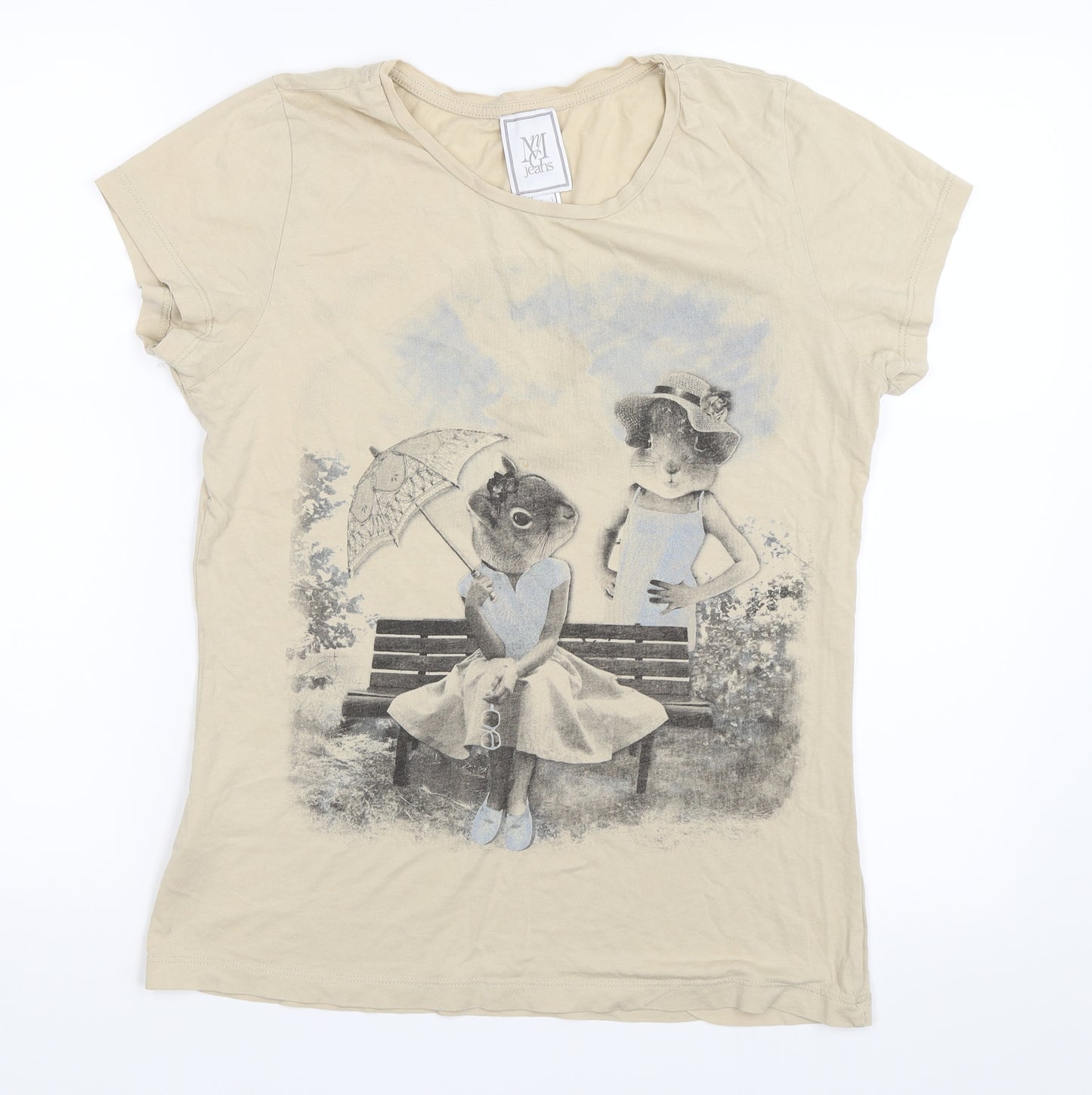 MNG  Womens Beige   Basic T-Shirt Size L