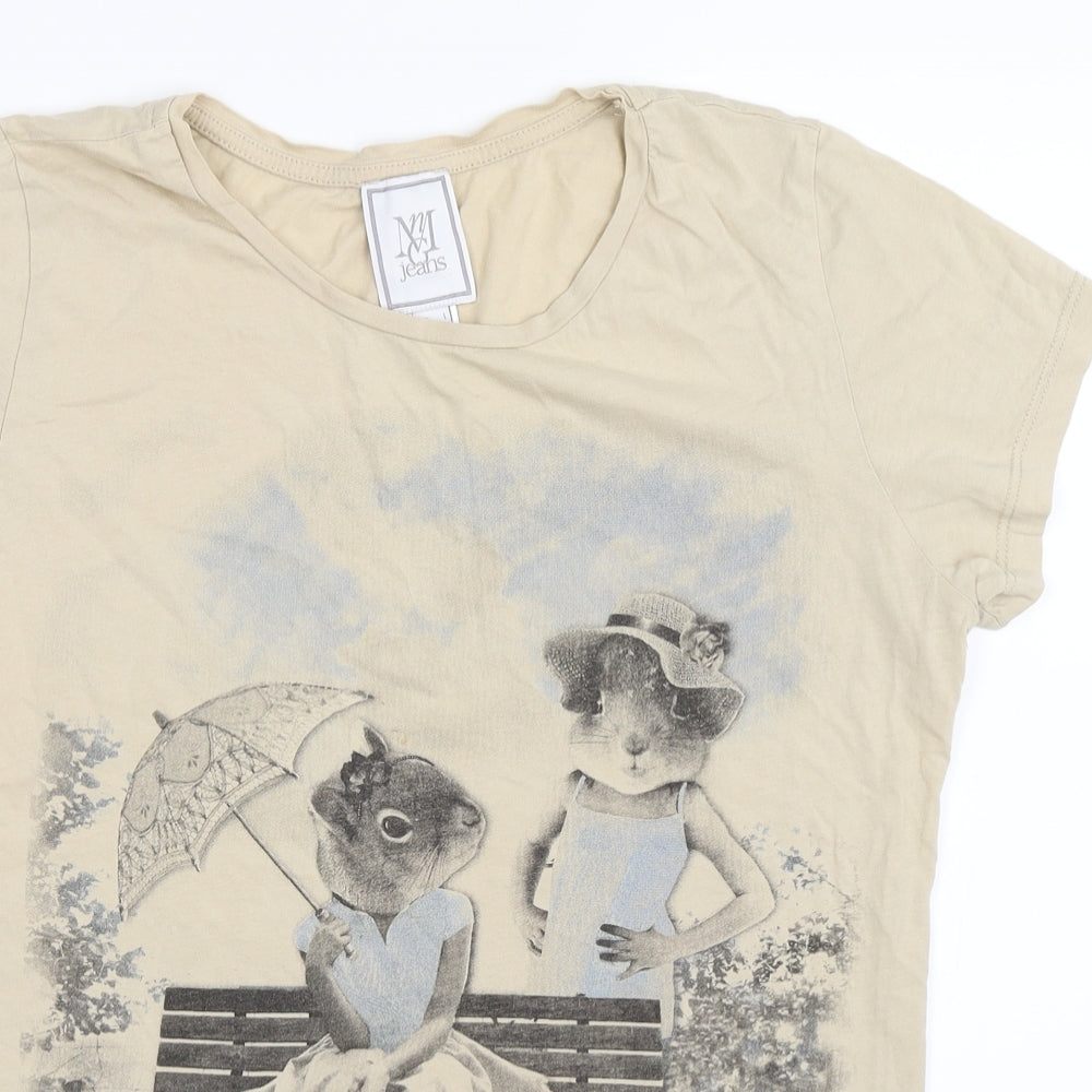 MNG  Womens Beige   Basic T-Shirt Size L