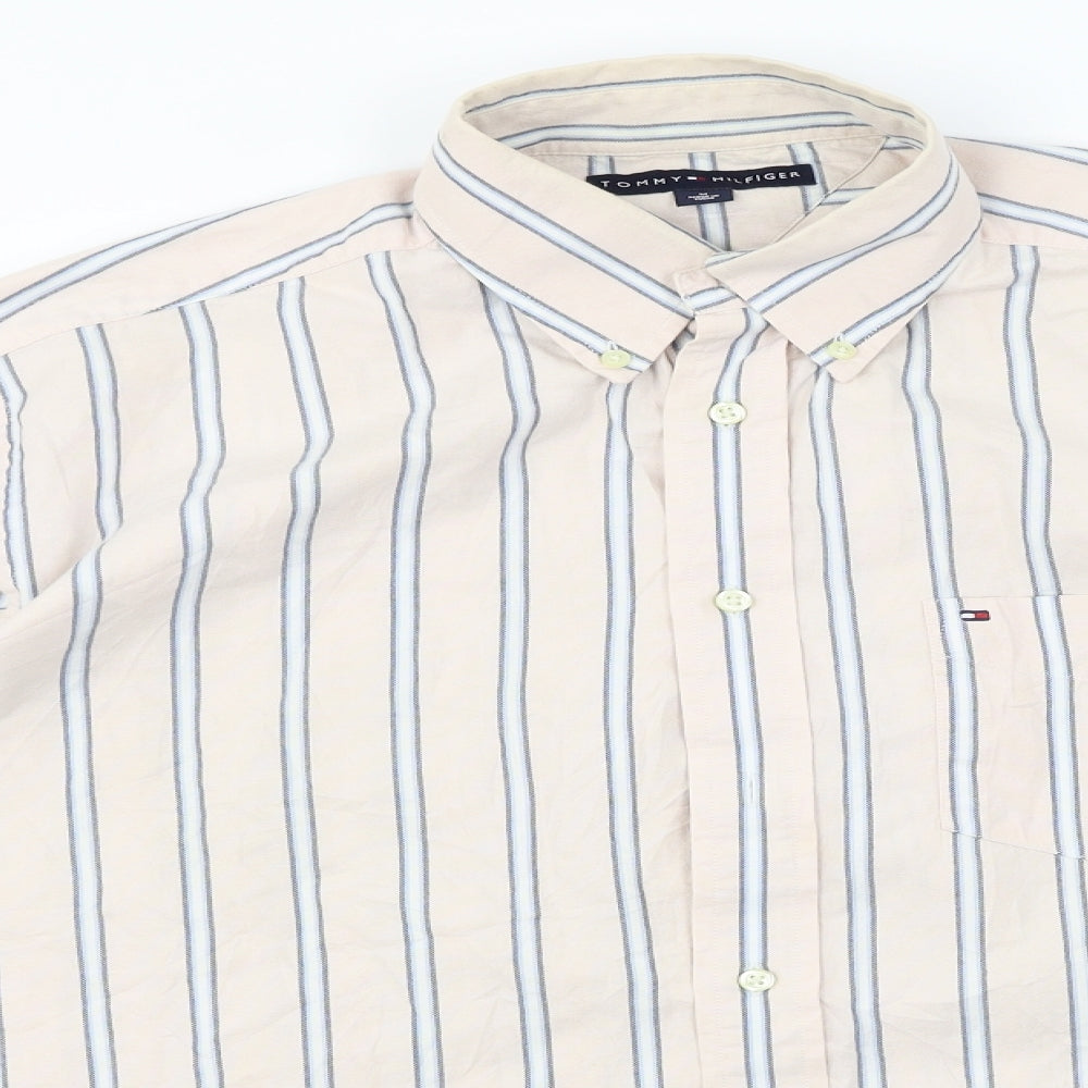 Tommy Hilfiger  Mens Pink Striped   Button-Up Size M