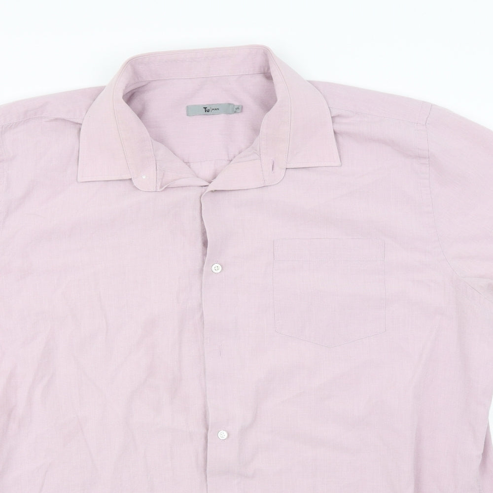 TU Mens Pink    Dress Shirt Size L