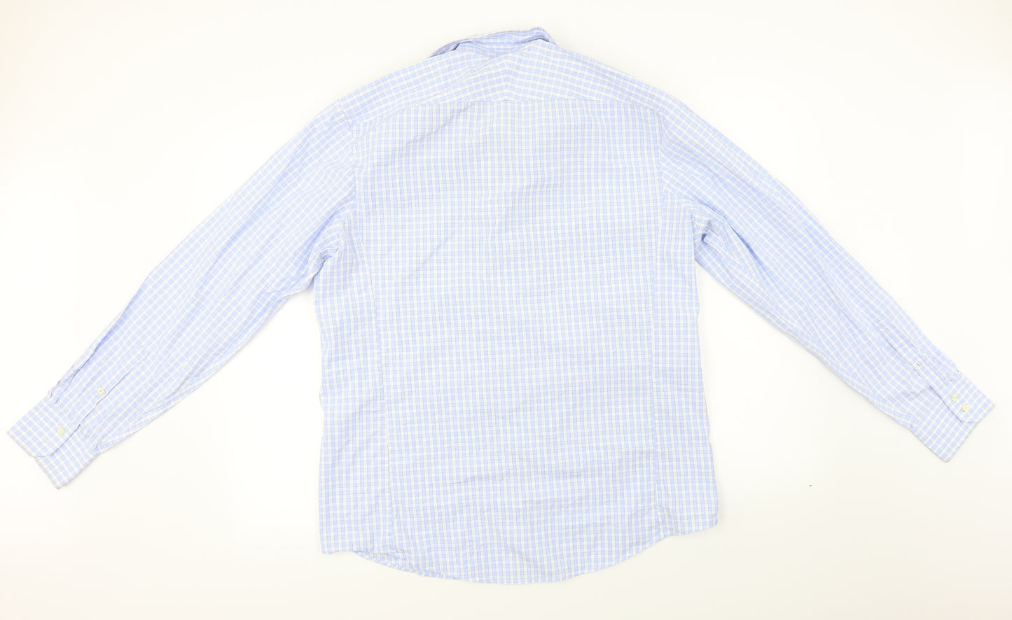 PINK  Mens Blue Check   Dress Shirt Size L