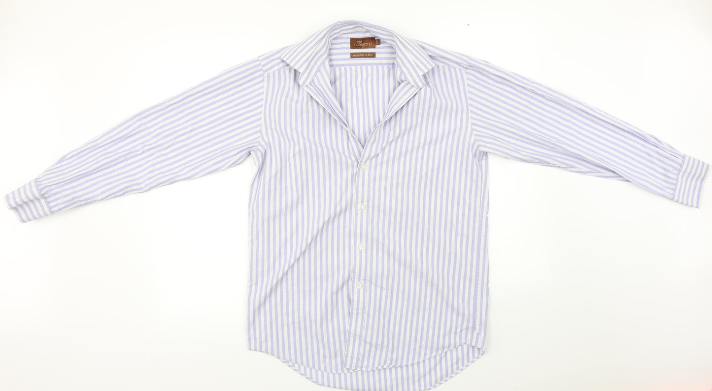 Marks and Spencer  Mens Blue Striped   Dress Shirt Size M