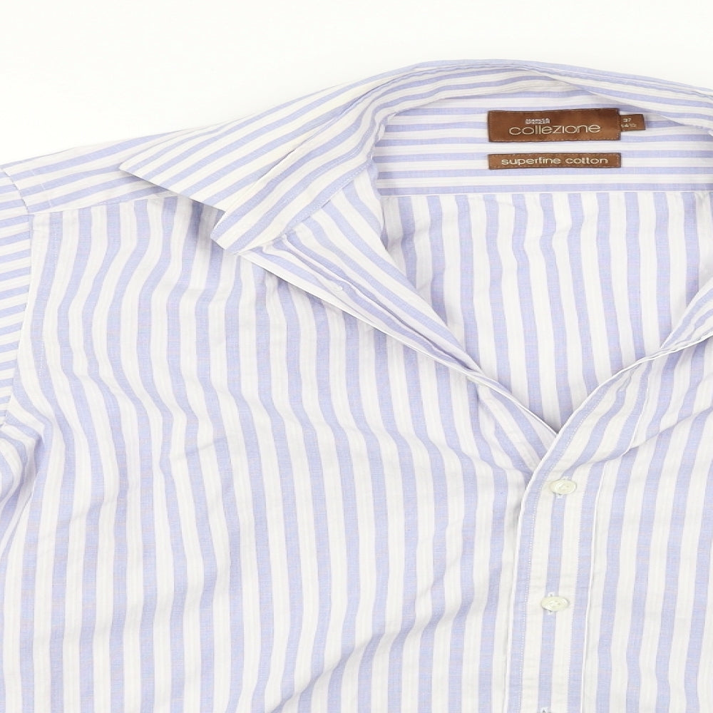 Marks and Spencer  Mens Blue Striped   Dress Shirt Size M