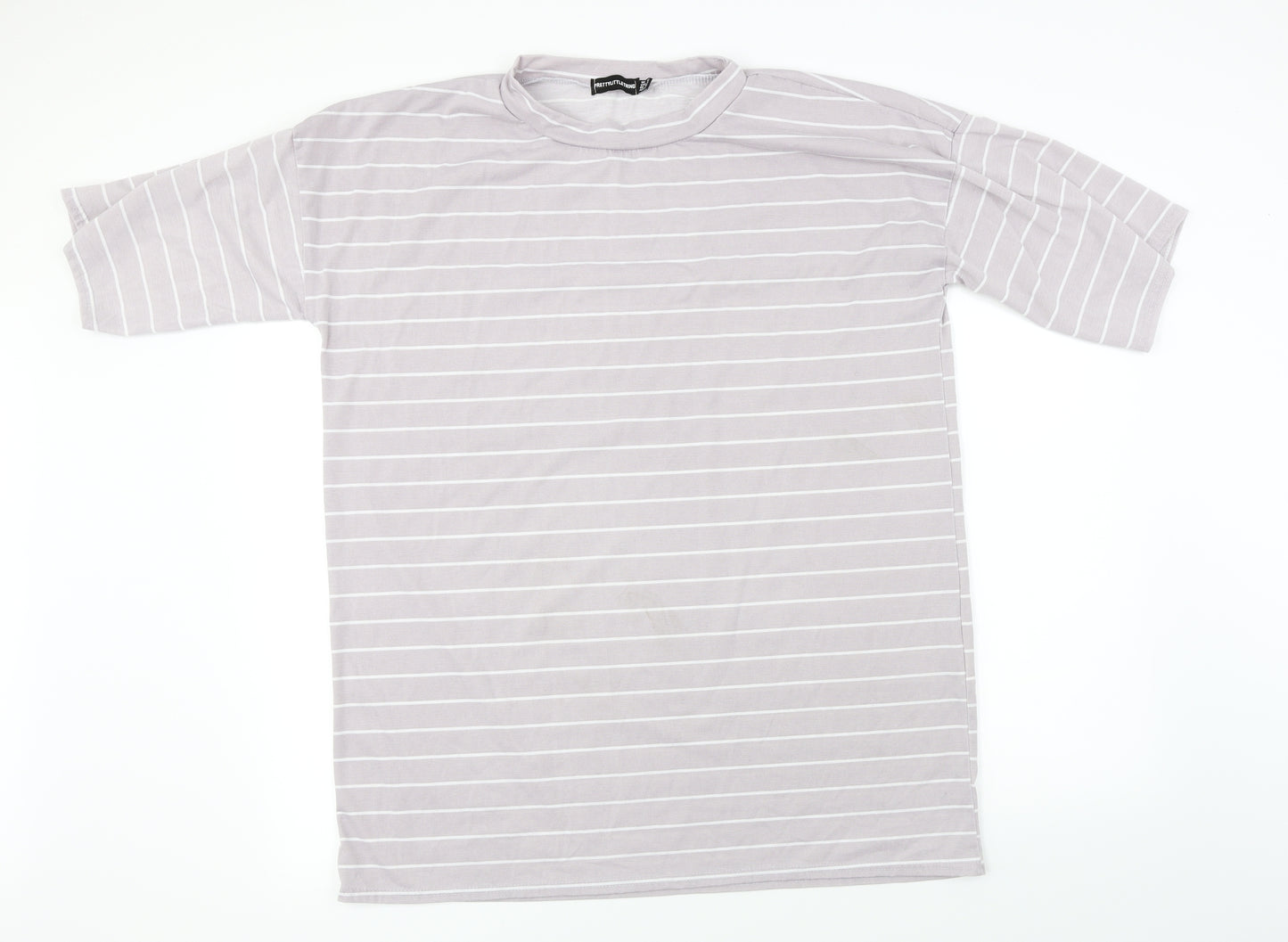 PRETTYLITTLETHING  Womens Green Striped  Basic T-Shirt Size 12