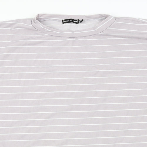 PRETTYLITTLETHING  Womens Green Striped  Basic T-Shirt Size 12