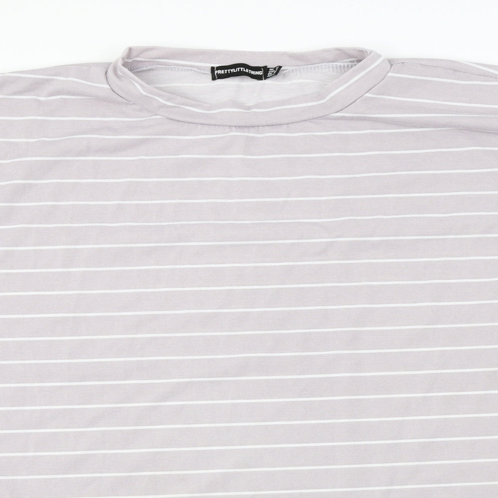 PRETTYLITTLETHING  Womens Green Striped  Basic T-Shirt Size 12