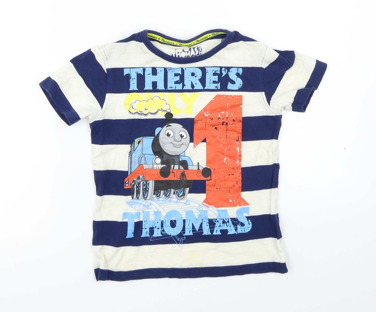 Marks and Spencer  Boys Ivory Striped  Basic T-Shirt Size 4-5 Years