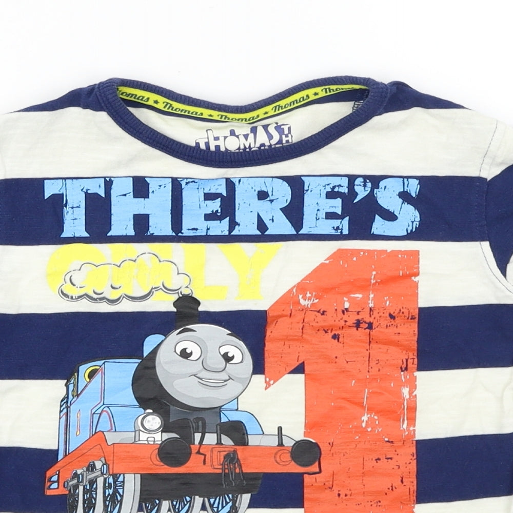 Marks and Spencer  Boys Ivory Striped  Basic T-Shirt Size 4-5 Years