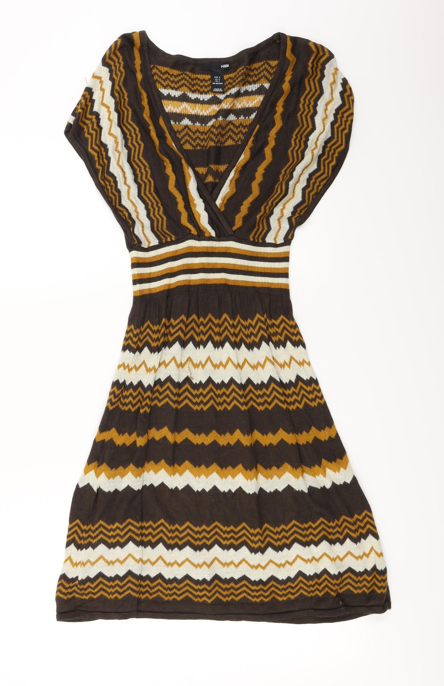 H&M  Womens Brown Herringbone  A-Line  Size S