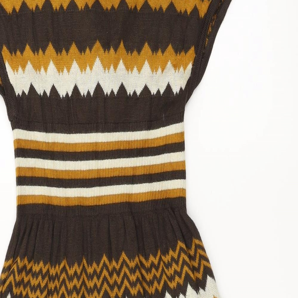 H&M  Womens Brown Herringbone  A-Line  Size S