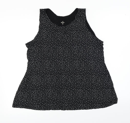 Front view of The Basics women’s black polka dot basic t-shirt, size M