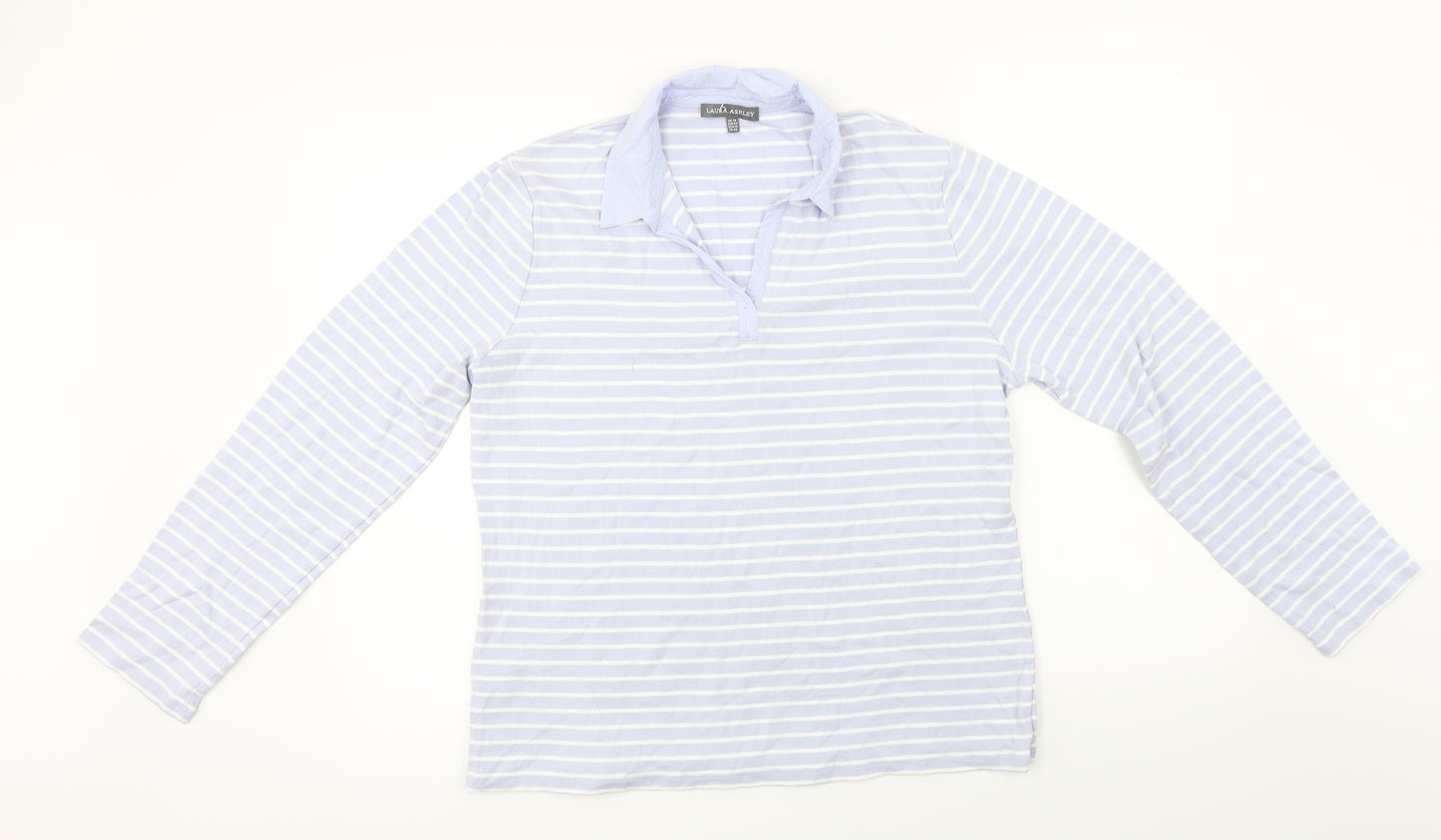Laura Ashley  Womens Blue Striped  Basic Polo Size 18