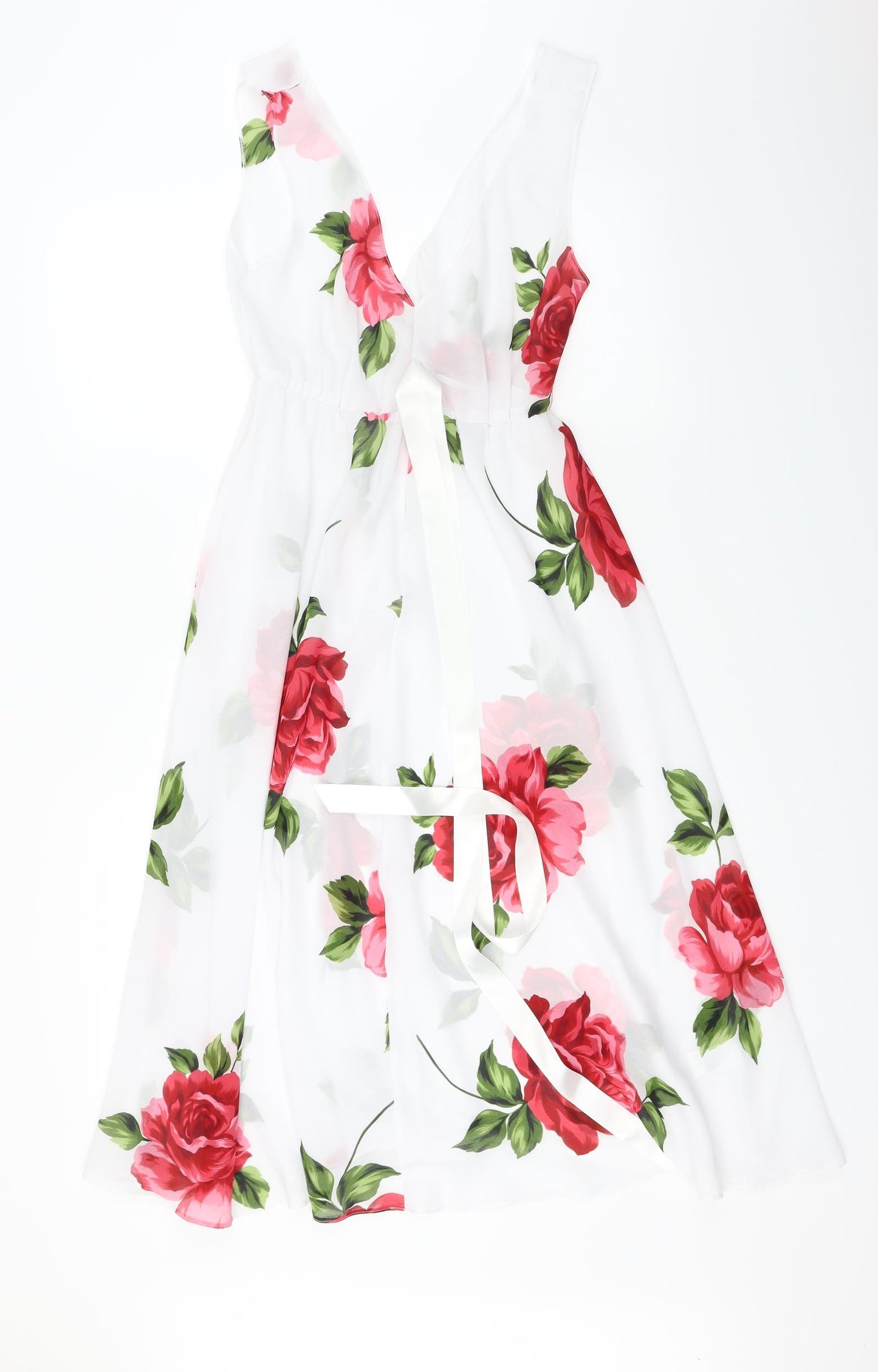 kitkit Womens White Floral  A-Line  Size 10