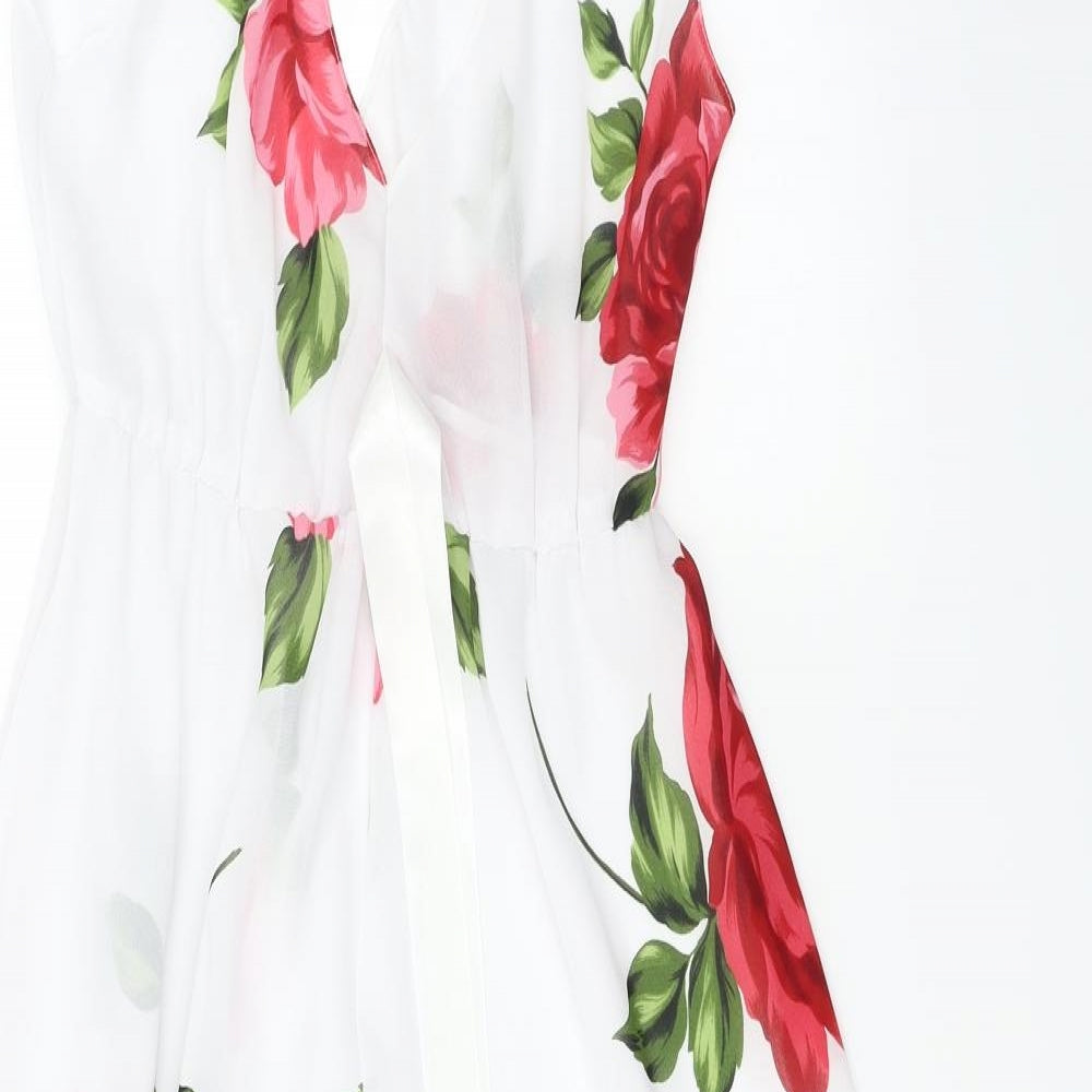 kitkit Womens White Floral  A-Line  Size 10