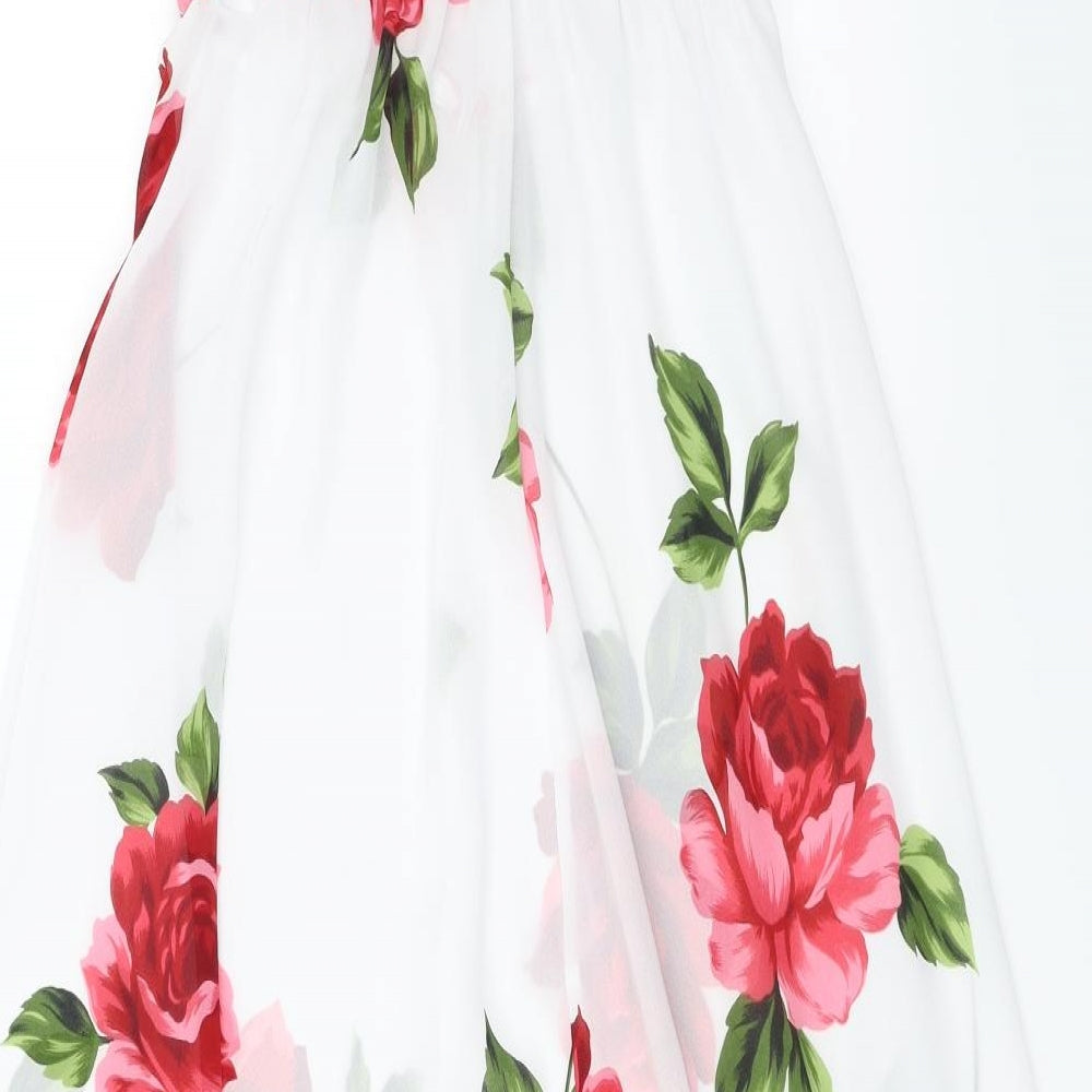 kitkit Womens White Floral  A-Line  Size 10