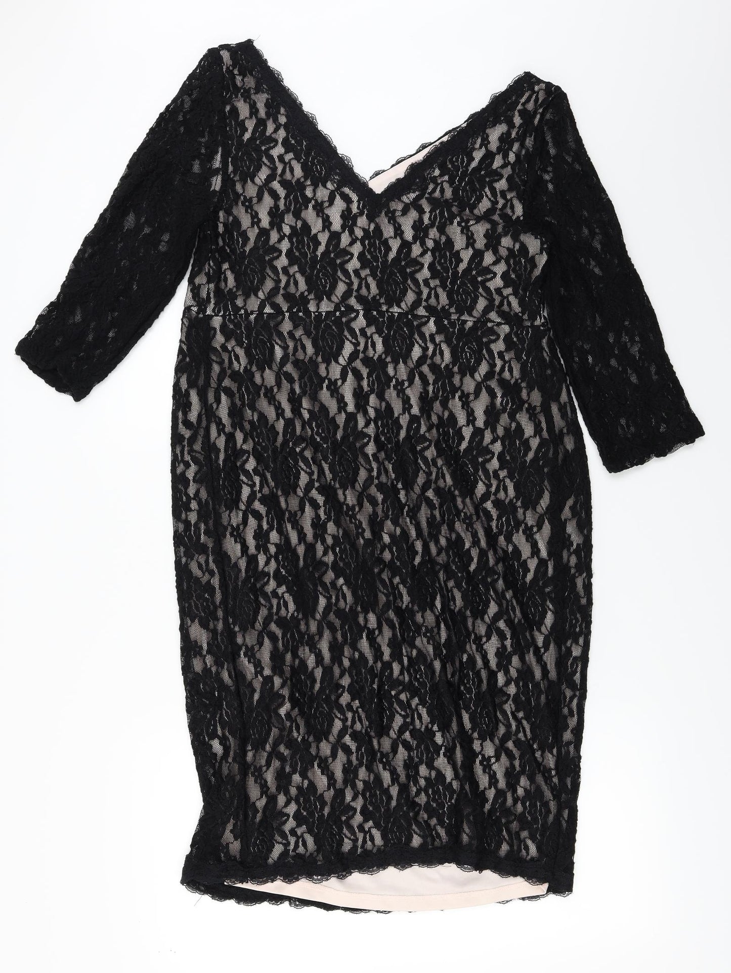 George  Womens Black Floral  A-Line  Size 14