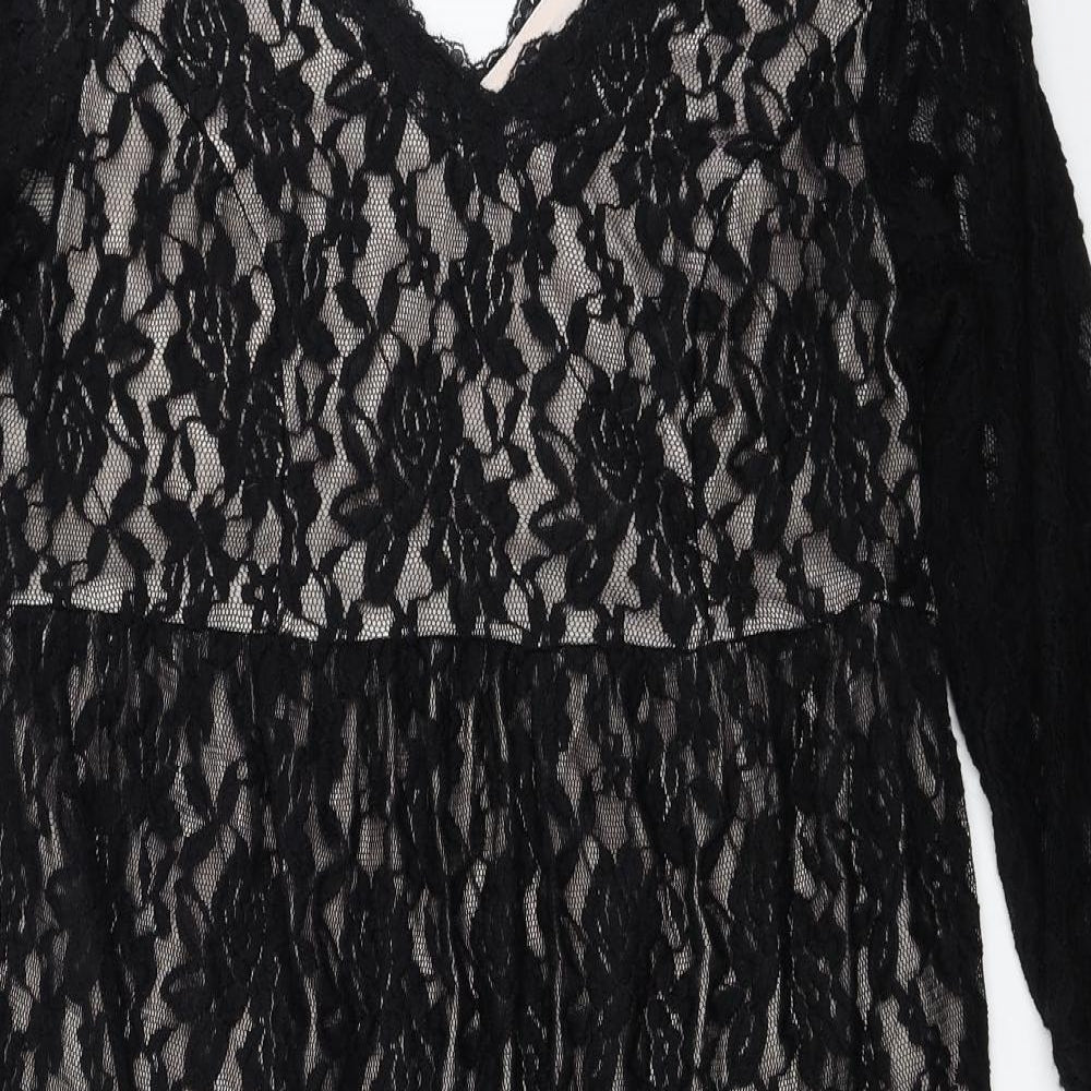 George  Womens Black Floral  A-Line  Size 14