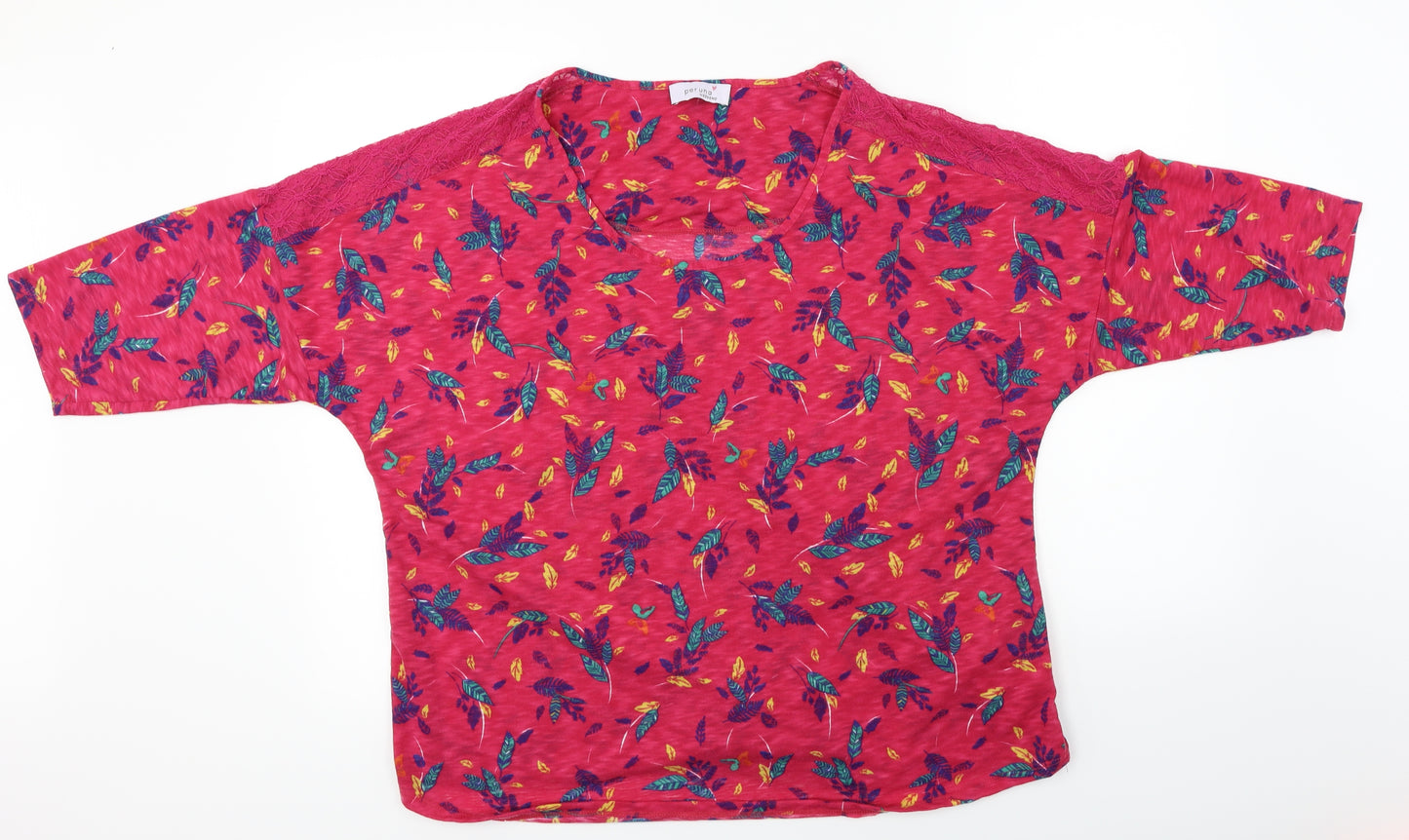 Marks and Spencer Womens Pink Floral  Basic T-Shirt Size 20
