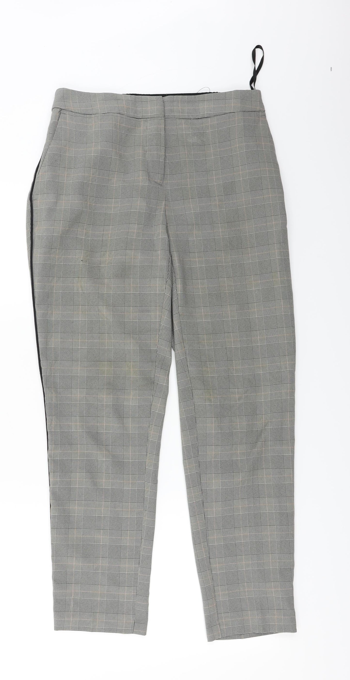 Nutmeg  Womens Grey Check  Trousers  Size 10 L25 in