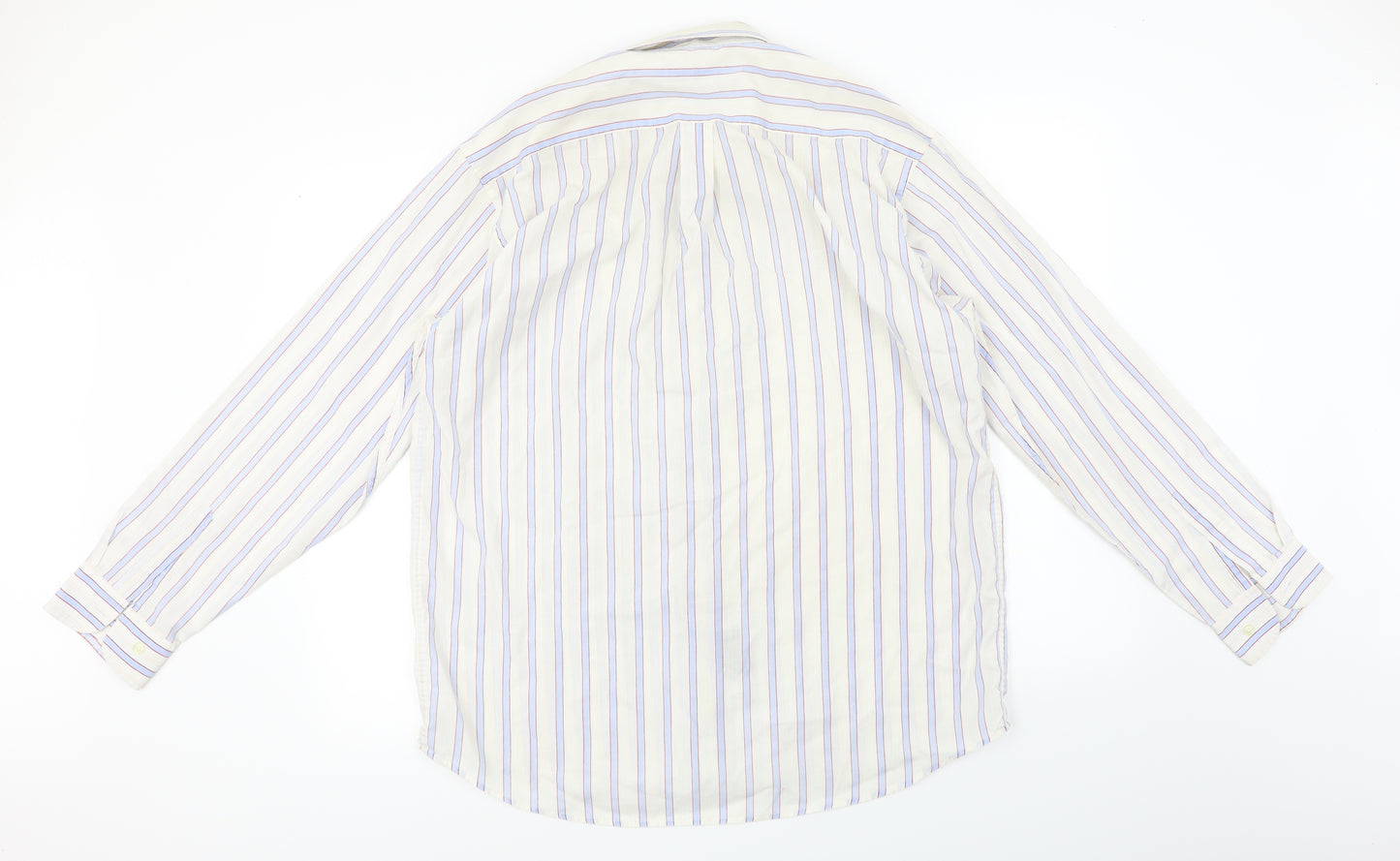 M2M  Mens Ivory Striped   Button-Up Size L
