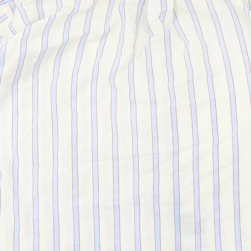 M2M  Mens Ivory Striped   Button-Up Size L
