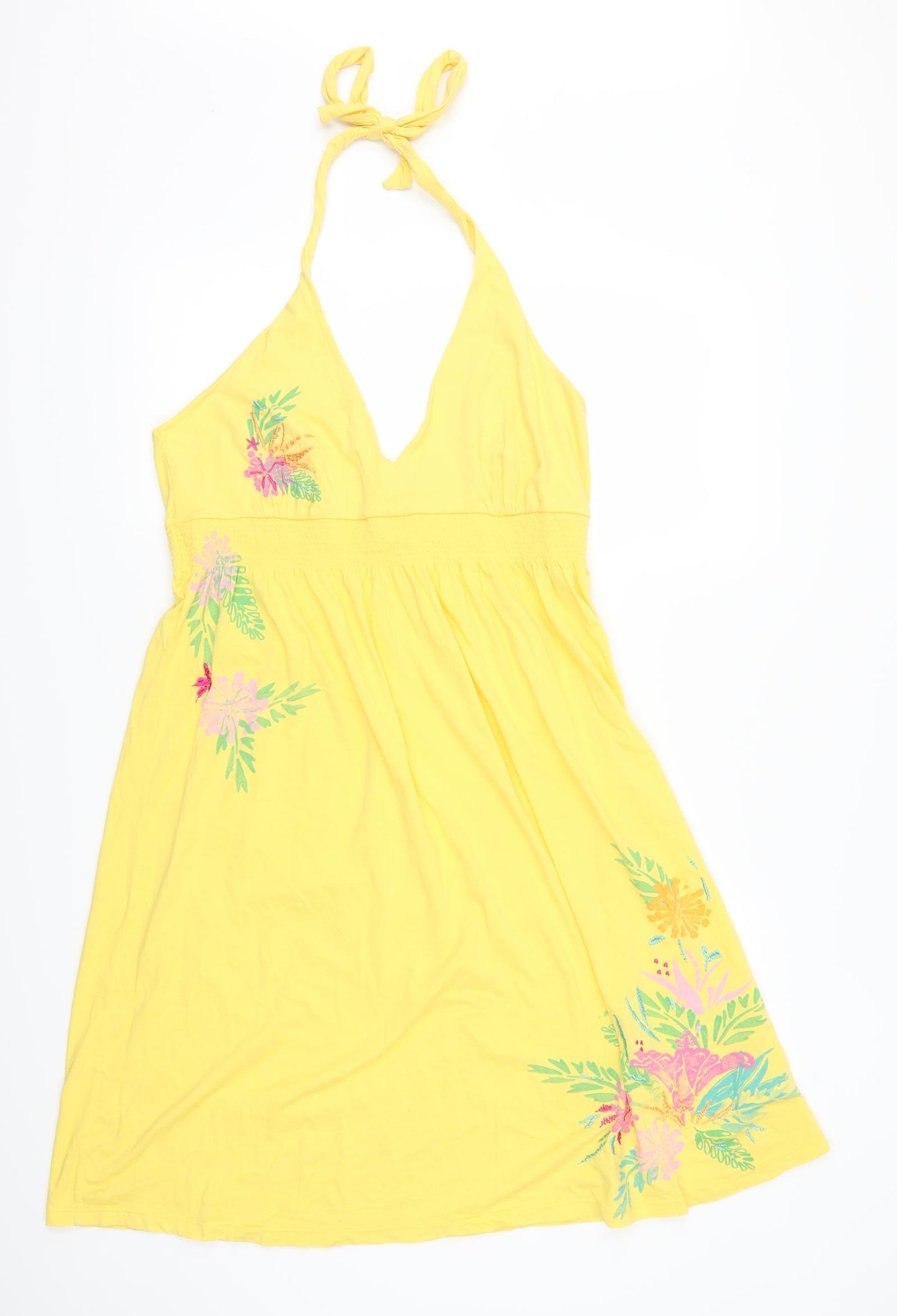 H&M Womens Yellow Floral  Skater Dress  Size L
