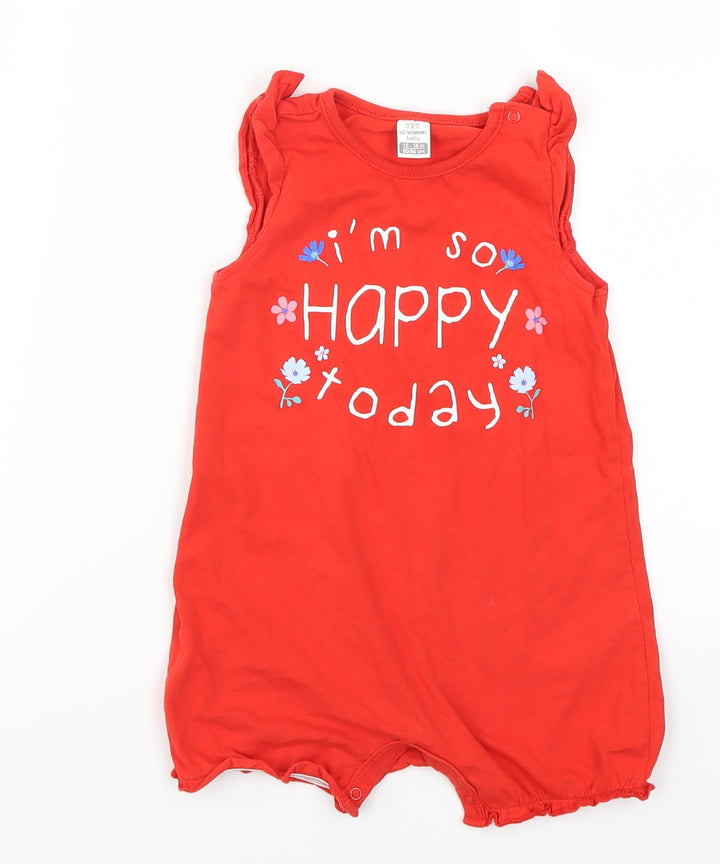 LC Waikiki Girls Red Babygrow One-Piece Size 12-18 Months - I'm So Happy Today