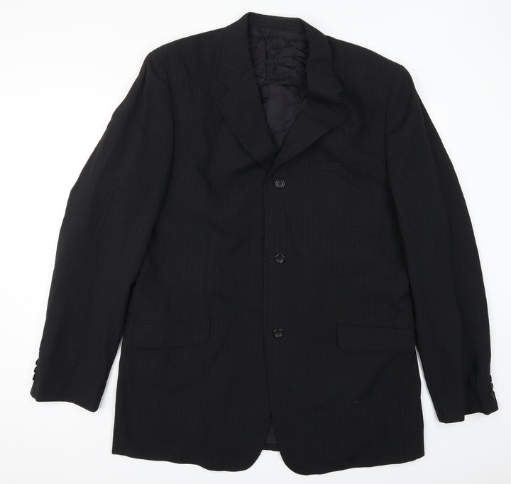 BPC Mens Black Striped  Jacket Suit Jacket Size 46