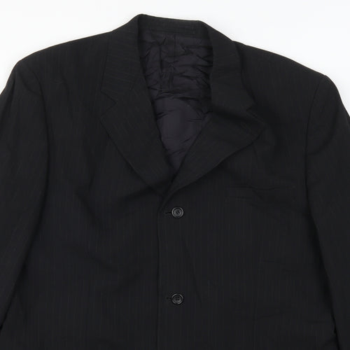 BPC Mens Black Striped  Jacket Suit Jacket Size 46