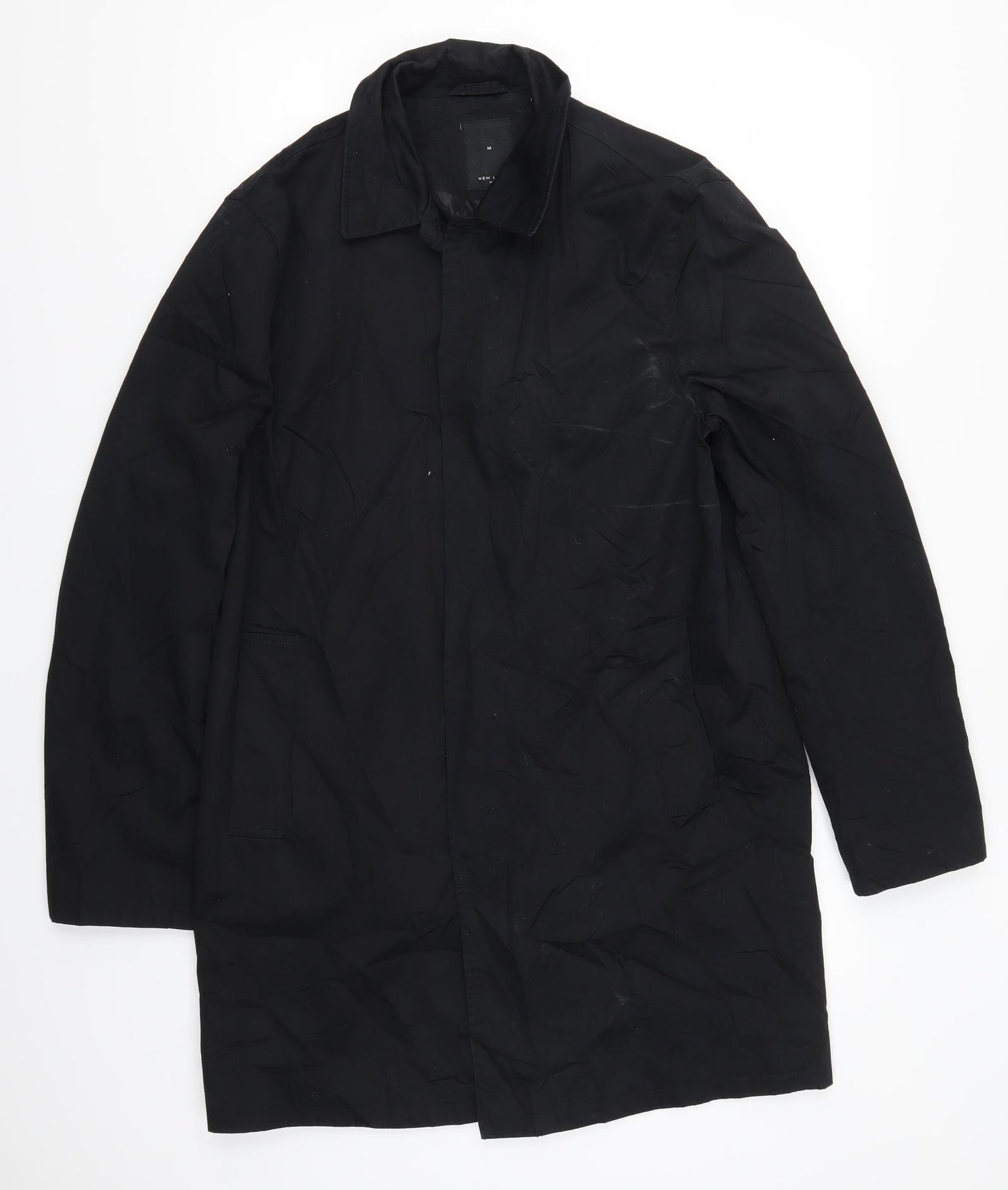 New Look Mens Black   Overcoat Coat Size M