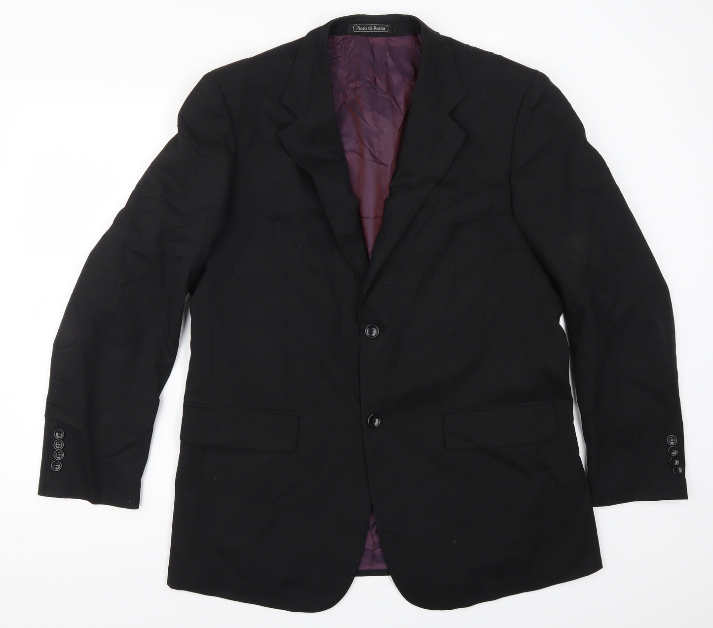 Piero Di Roma Mens Black   Jacket Suit Jacket Size 34