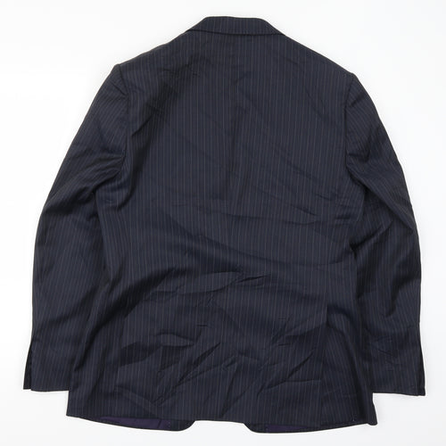 Daniel Hetcher Mens Blue Striped  Jacket Suit Jacket Size 40