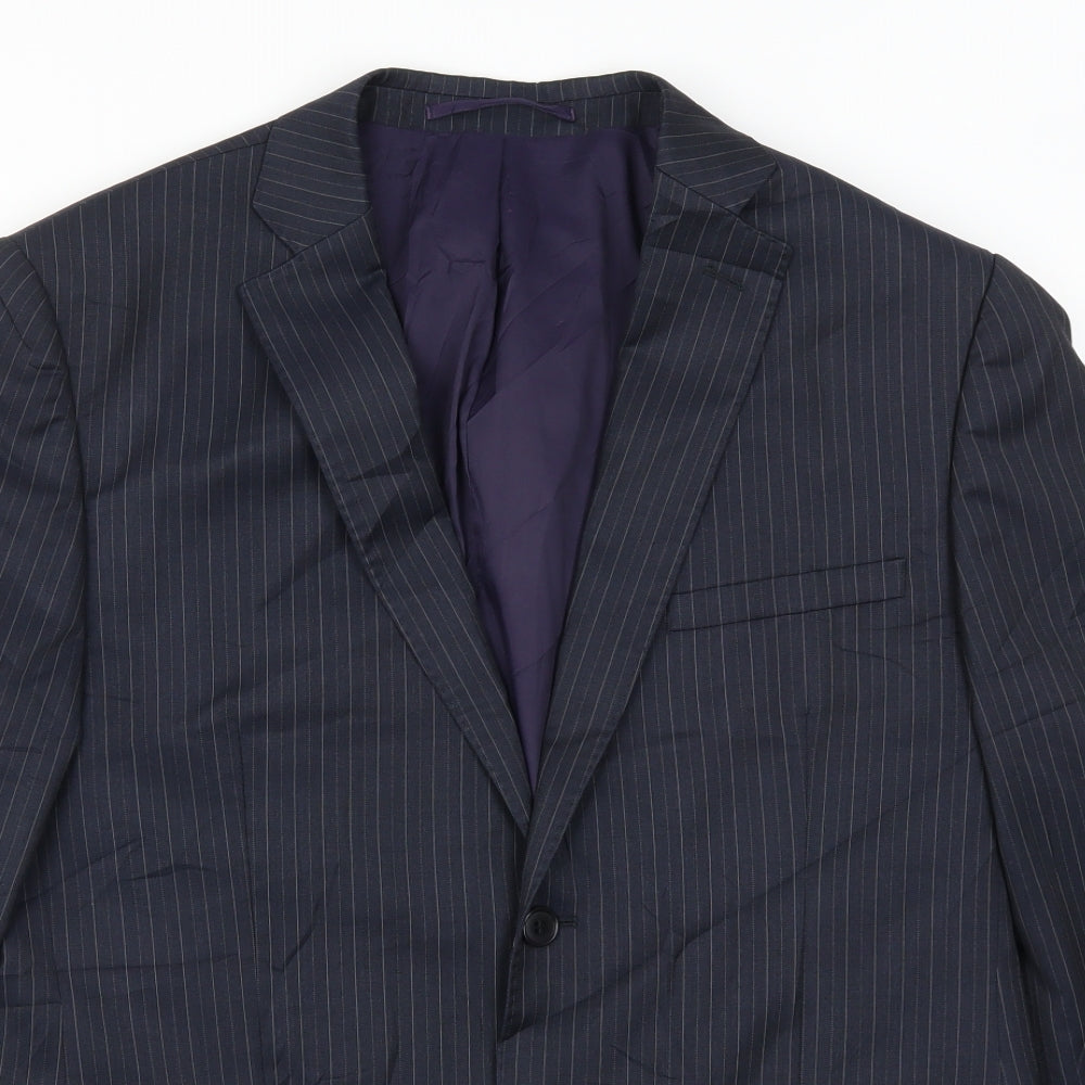 Daniel Hetcher Mens Blue Striped  Jacket Suit Jacket Size 40