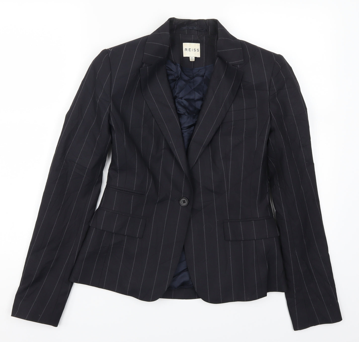 Reiss Womens Blue Striped  Jacket Suit Jacket Size 8
