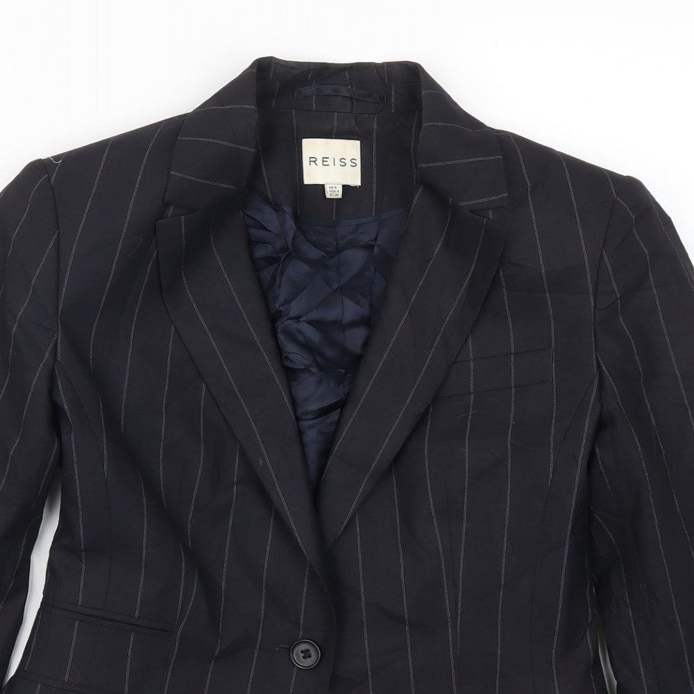 Reiss Womens Blue Striped  Jacket Suit Jacket Size 8