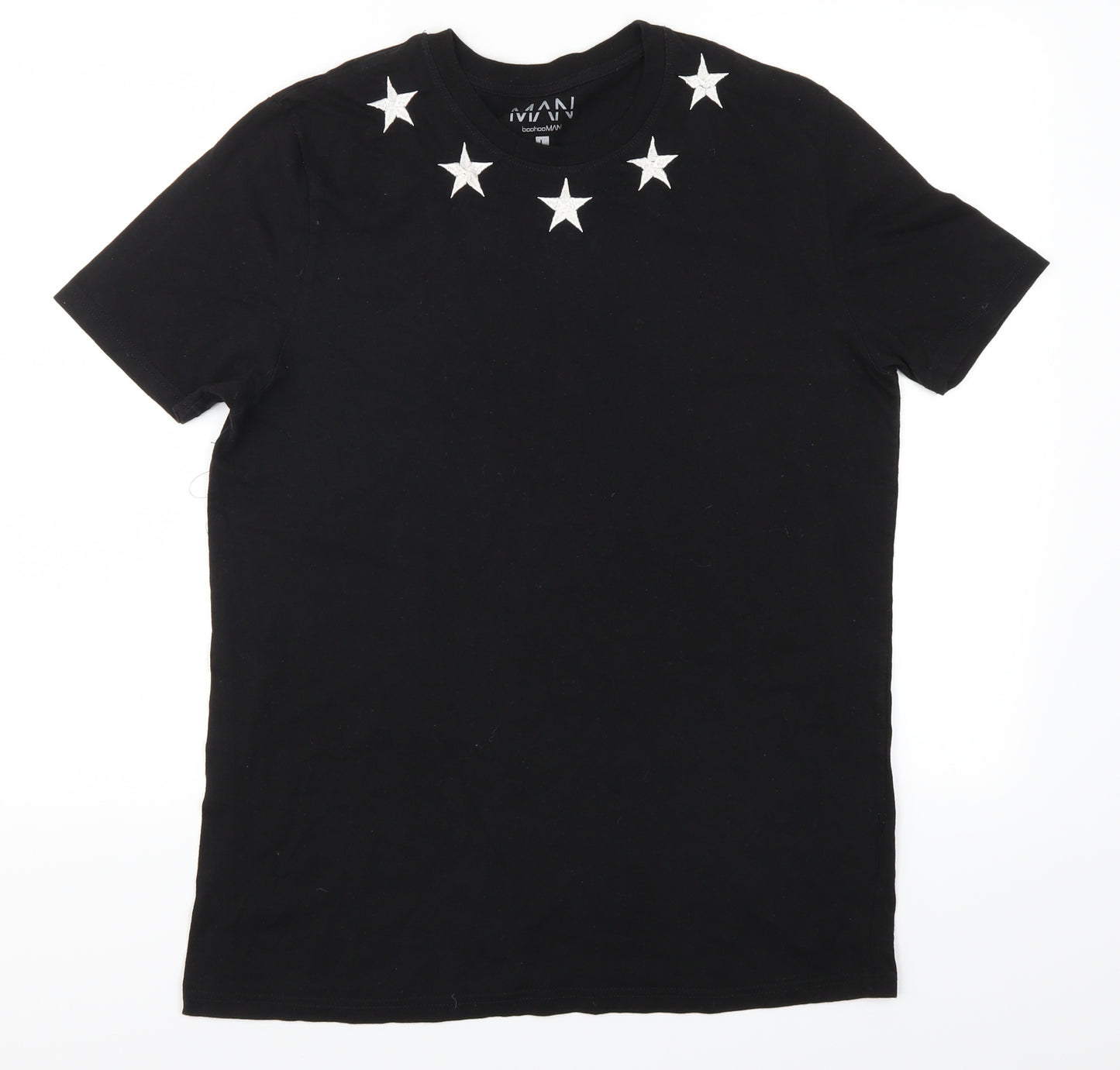 Boohoo MAN Mens Black    T-Shirt Size L  - Stars