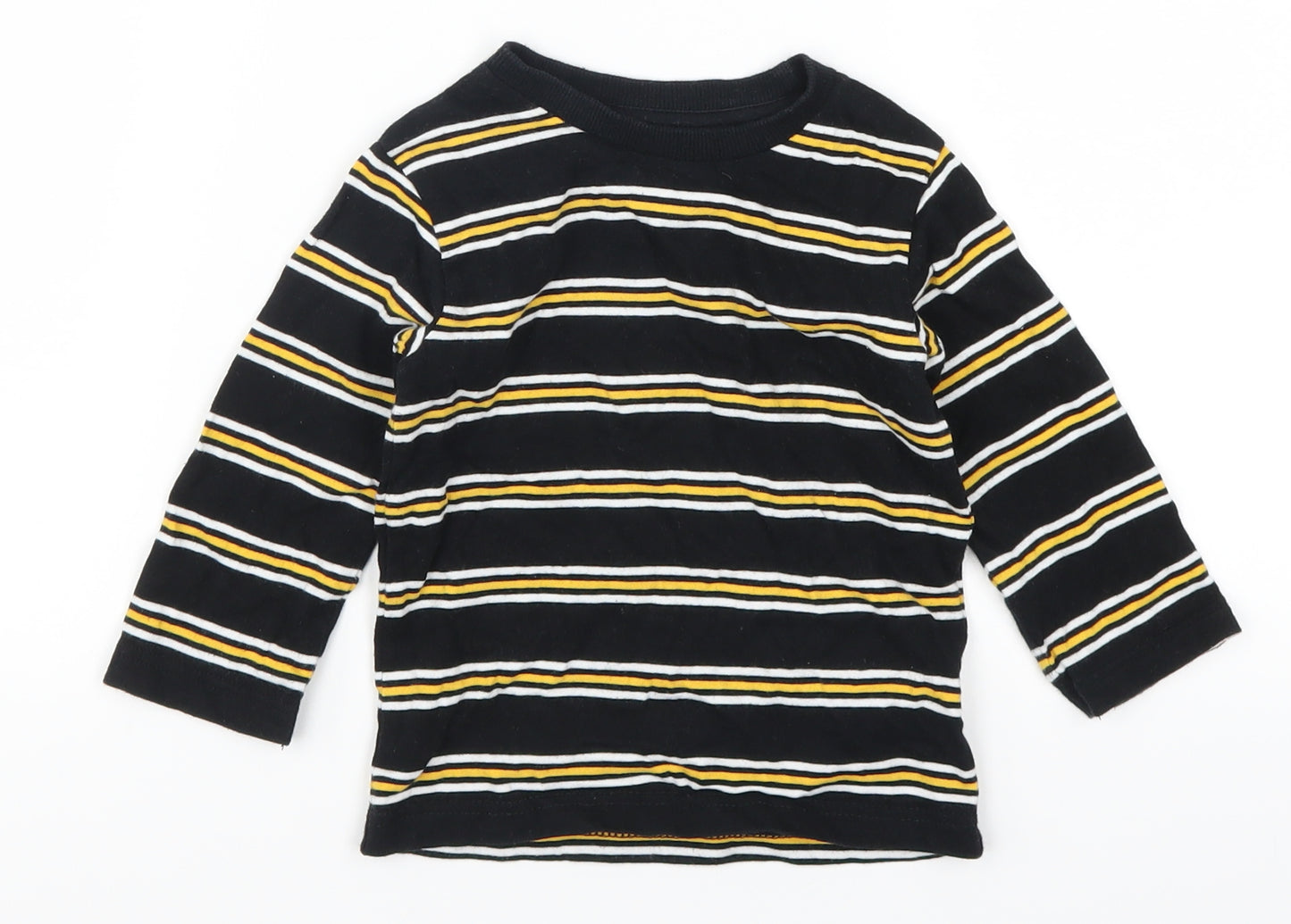 NEXT Boys Black Striped  Basic T-Shirt Size 12-18 Months  - Yellow