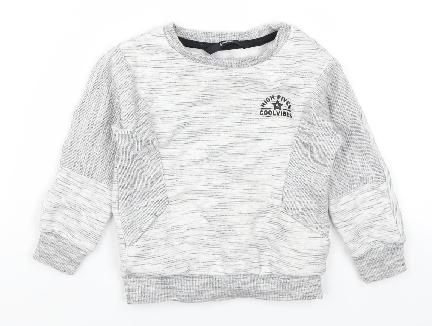 George Boys Grey   Basic T-Shirt Size 12-18 Months  - High Fives Cool Vibes