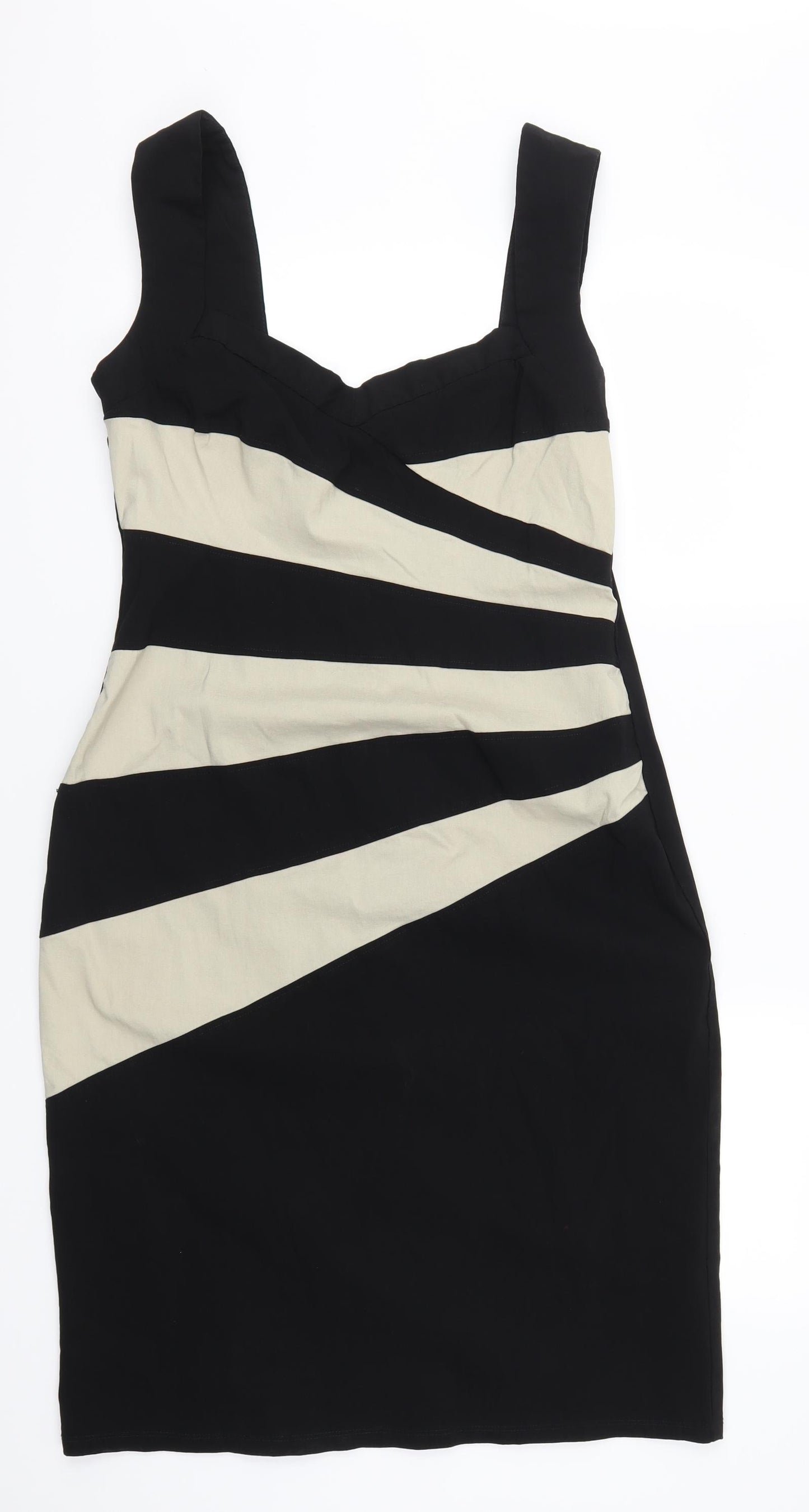 Julien Macdonald Womens Beige Striped  Pencil Dress  Size 16  - Beige and Black
