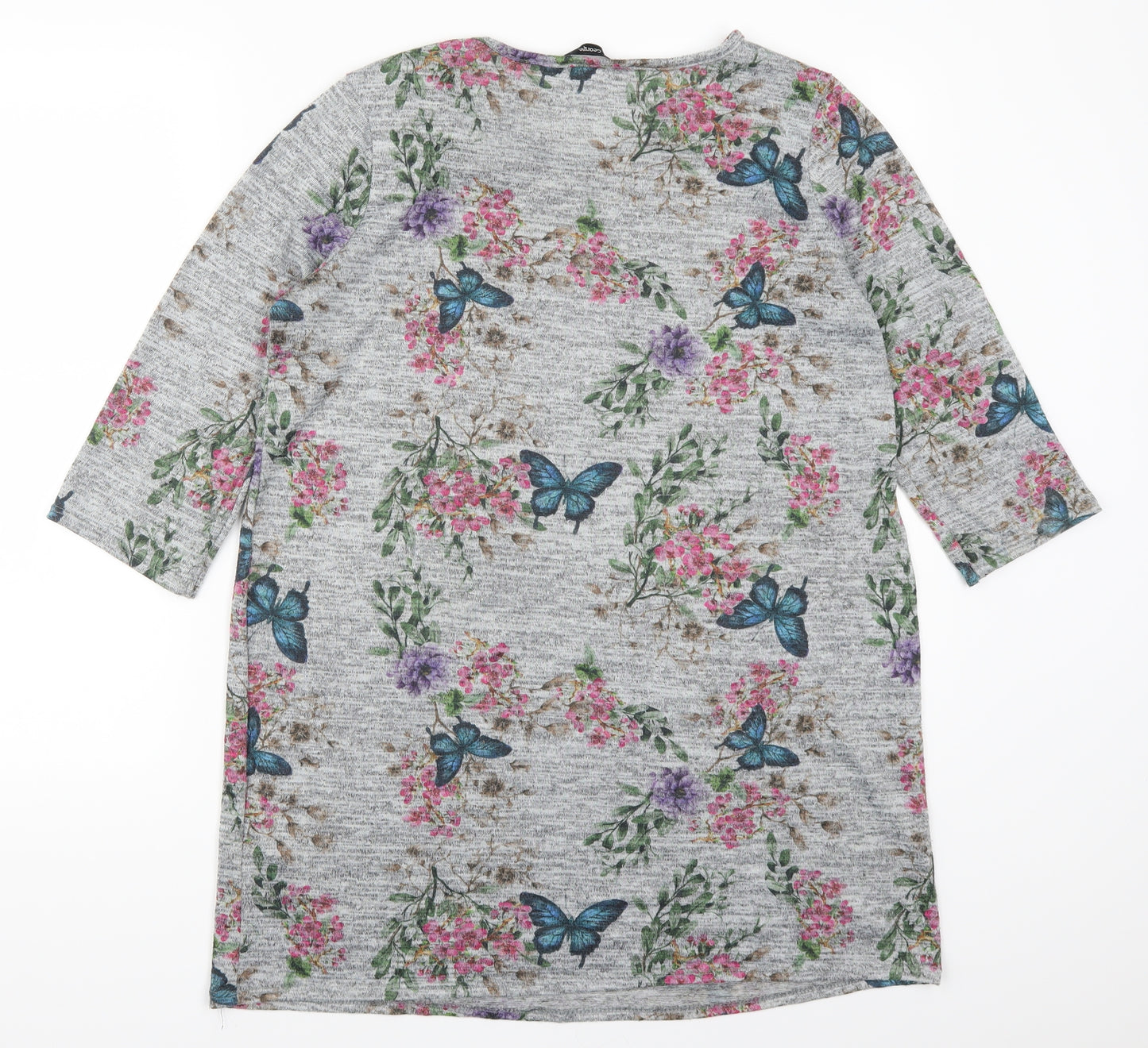 George Womens Grey Floral  Basic T-Shirt Size 14  - Butterflies