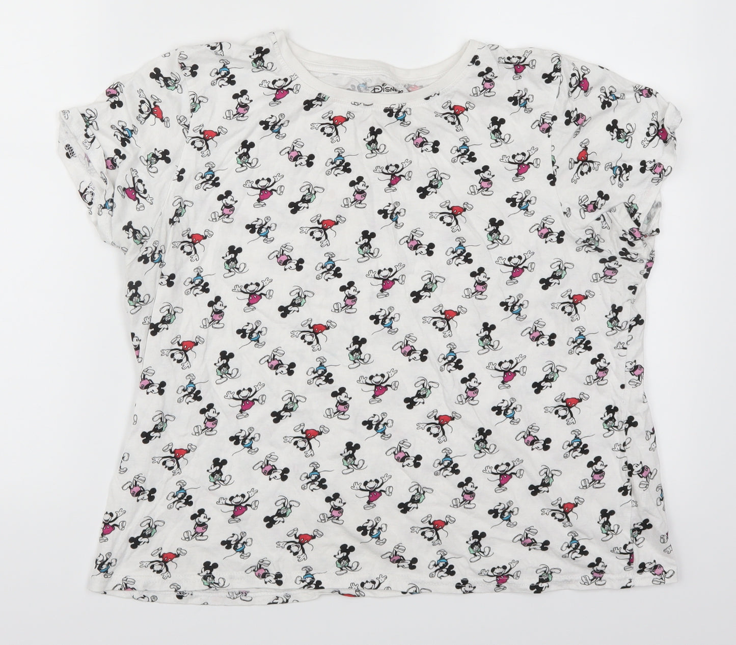 Primark Womens White   Basic T-Shirt Size 14  - Mickey Mouse