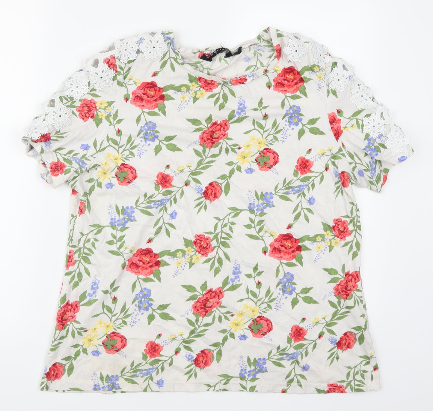 Preworn Womens Multicoloured Floral  Basic T-Shirt Size 16